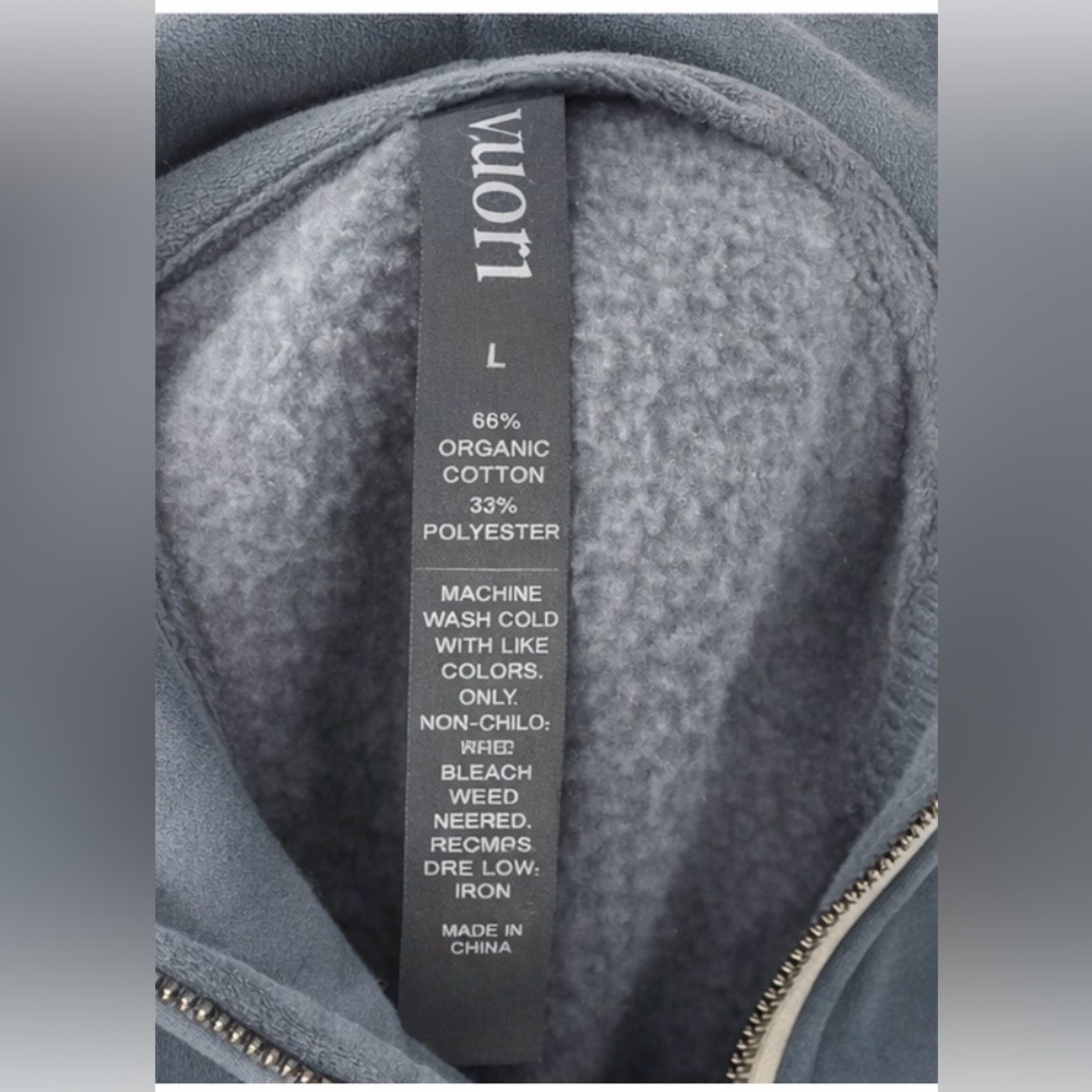 Vuori Restore Half Zip Hoodie Organic Cotton Blend. Blue. Women’s Large. NWOT - Picture 3 of 6